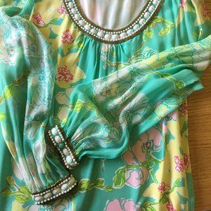 Lilly Pulitzer Green and Yellow Long Sleeve Dress